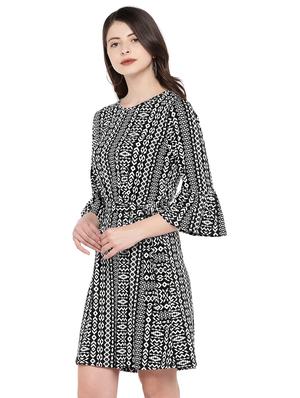 bell sleeved aztec a-line dress - 16299213 - Standard Image - 2