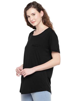 scoop neck curved hem tee - 16299241 - Standard Image - 2