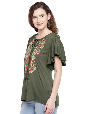 flutter sleeved embroidered top - 16299262 - Standard Image - 2
