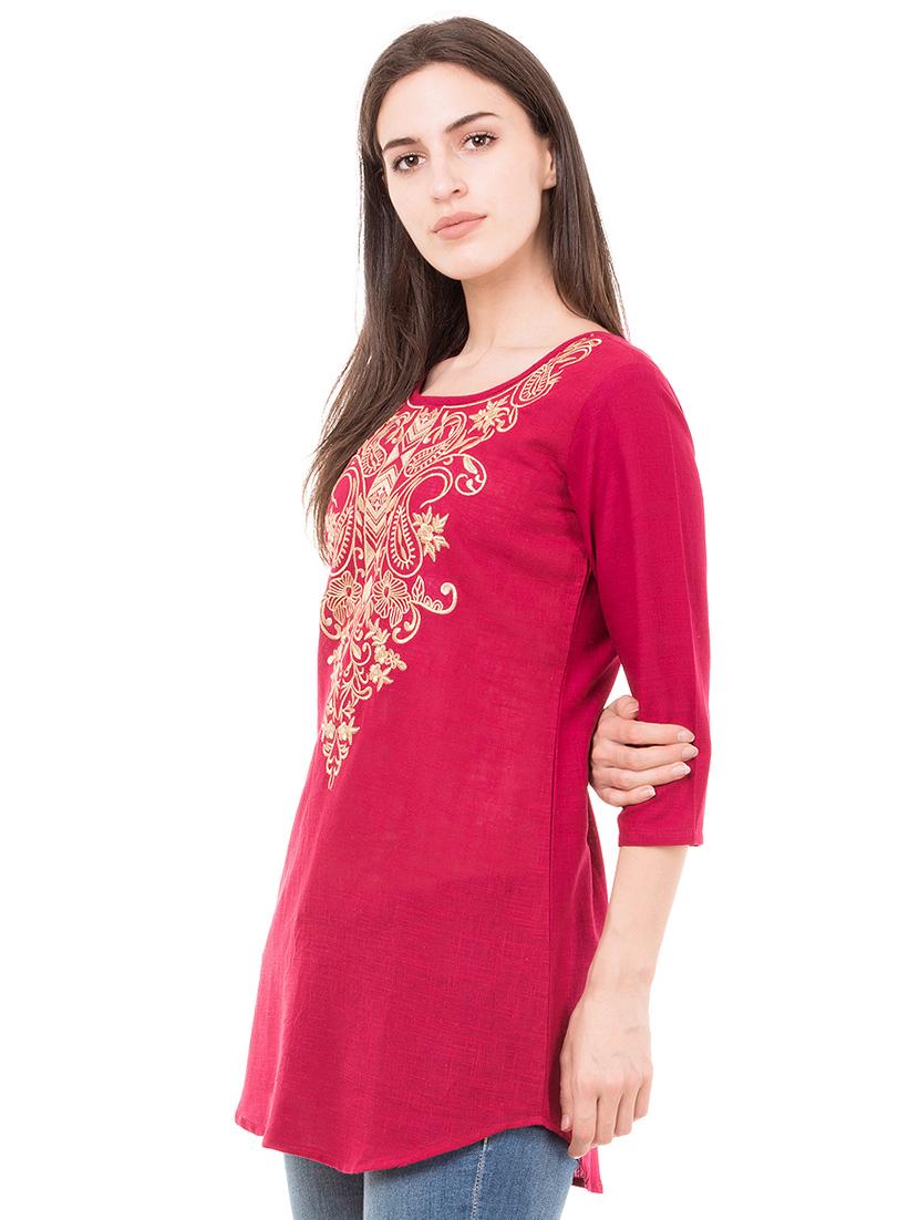 embroidered a-line kurti - 16300489 - Zoom Image - 2