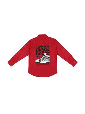red cotton blend shirt - 16300600 - Standard Image - 2