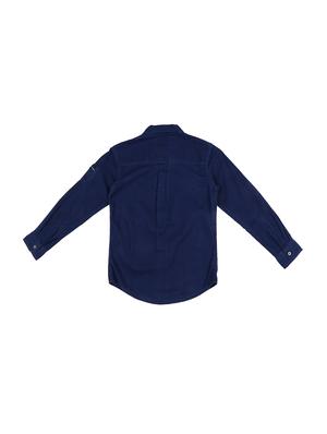 full sleeved solid denim shirt - 16300617 - Standard Image - 2