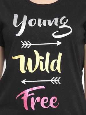 quirky print round neck tee - 16301483 - Standard Image - 5