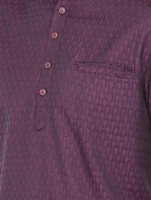 purple cotton short kurta - 16301513 - Standard Image - 5