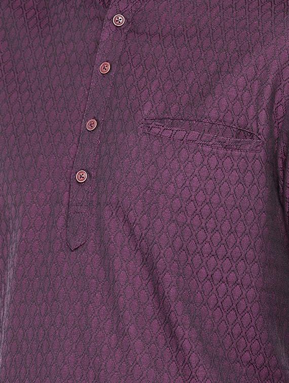 purple cotton short kurta - 16301513 - Zoom Image - 5