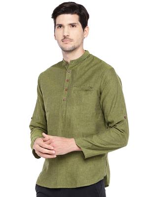 green solid short kurta - 16301518 - Standard Image - 2
