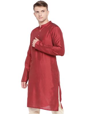red solid long kurta - 16301528 - Standard Image - 2