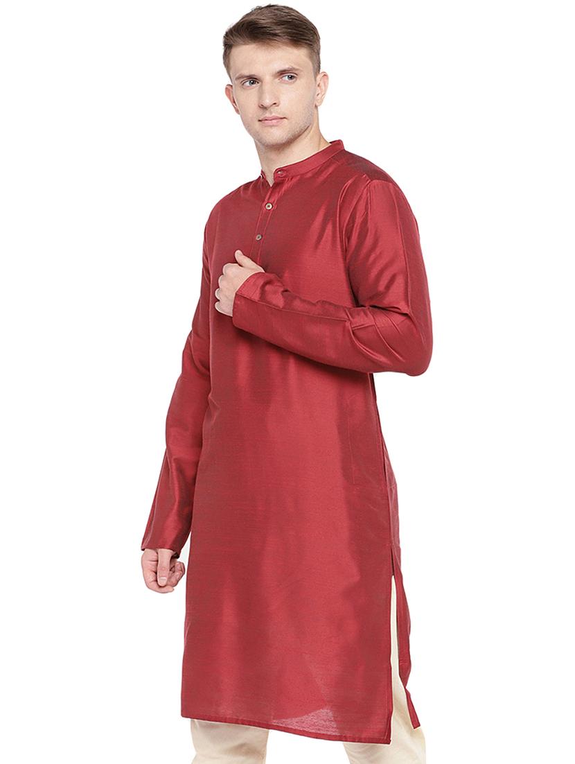 red solid long kurta - 16301528 - Zoom Image - 2