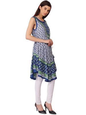 printed flared kurta - 16301622 - Standard Image - 2