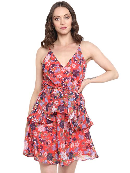 tie knot floral a line dress - 16301880 - Very Small Image - 1
