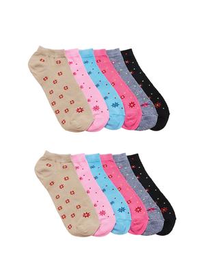set of 12 multi colored cotton ankle length sock - 16302104 - Standard Image - 2