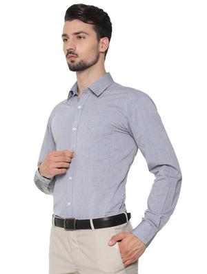 grey solid formal shirt - 16302137 - Standard Image - 2