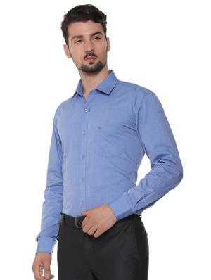 blue solid formal shirt - 16302142 - Standard Image - 2