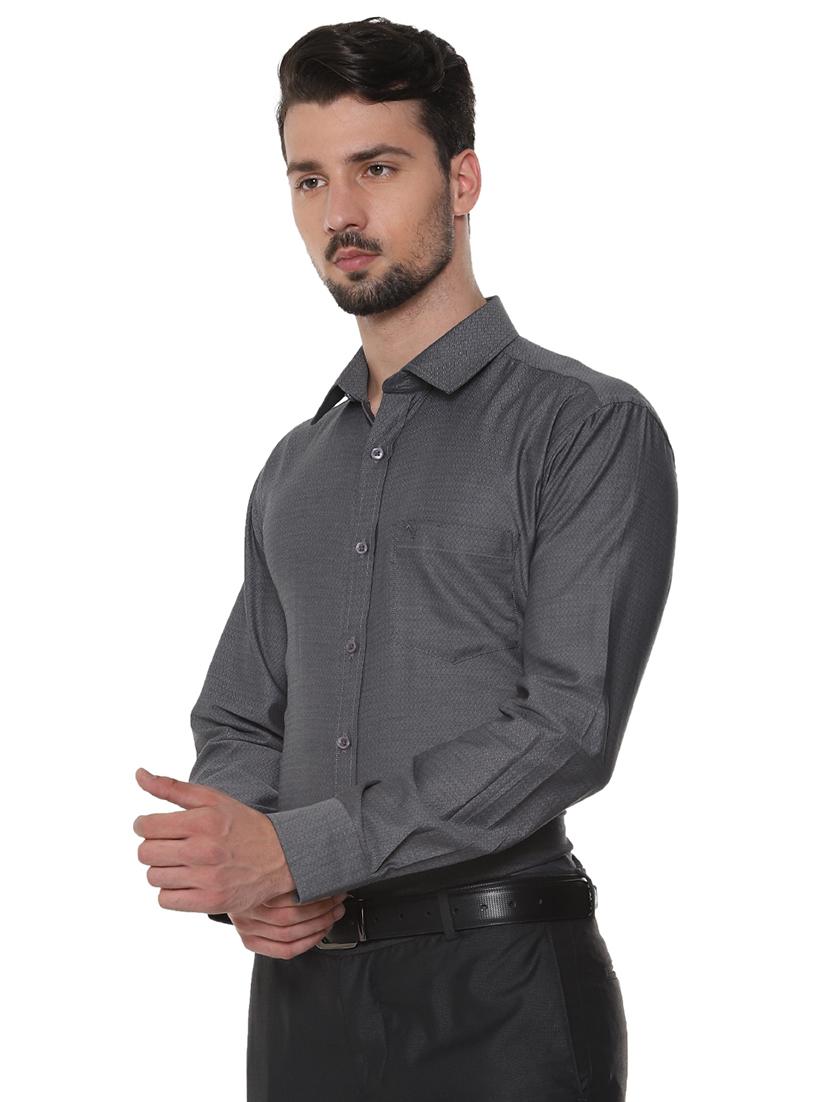 grey solid formal shirt - 16302147 - Zoom Image - 2