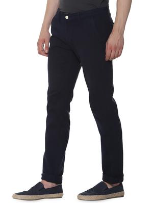 navy blue solid chinos - 16302235 - Standard Image - 2