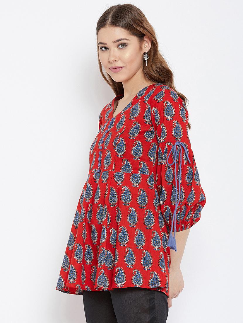 paisley a-line kurti - 16302400 - Zoom Image - 2
