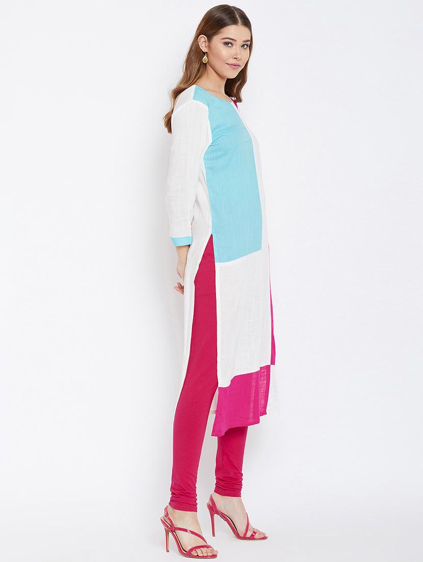 color block straight kurta - 16302411 - Zoom Image - 2