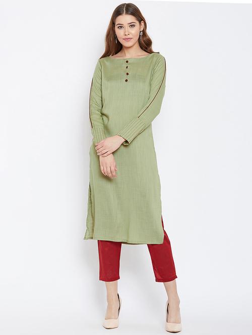 solid straight kurta - 16302413 - Standard Image - 1