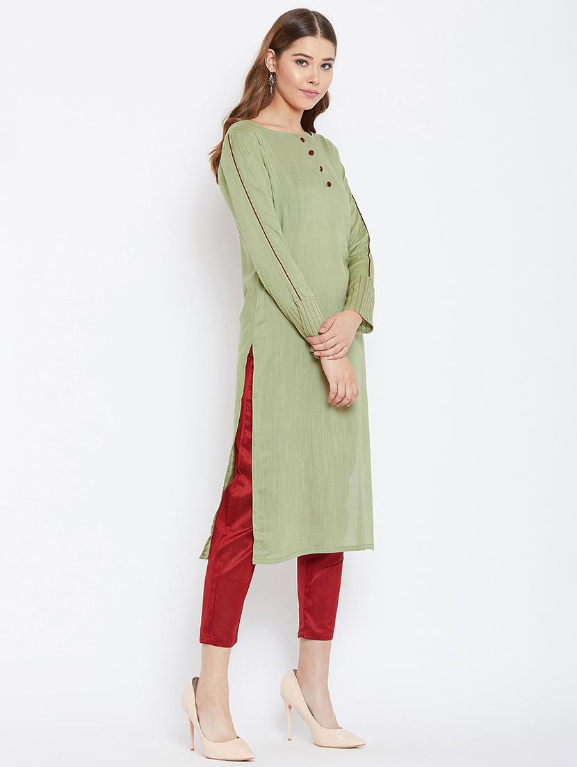 solid straight kurta - 16302413 - Zoom Image - 2