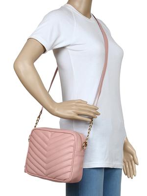 pink leatherette (pu) regular sling bag - 16302441 - Standard Image - 5