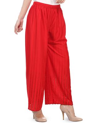 solid embroidered palazzo - 16302787 - Standard Image - 2