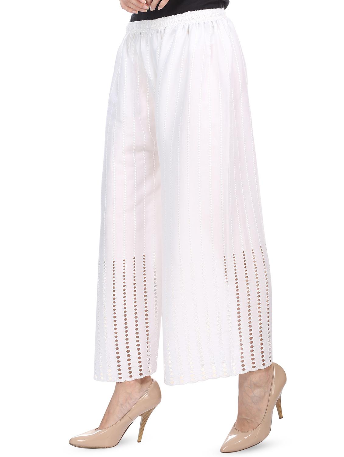 Solid embroidered palazzo - 16302789 - Zoom Image - 2