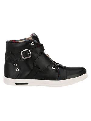 black leatherette lace up sneakers - 16304628 - Standard Image - 2