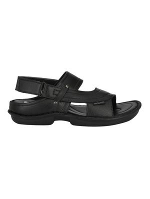 black leatherette back strap sandals - 16304679 - Standard Image - 2