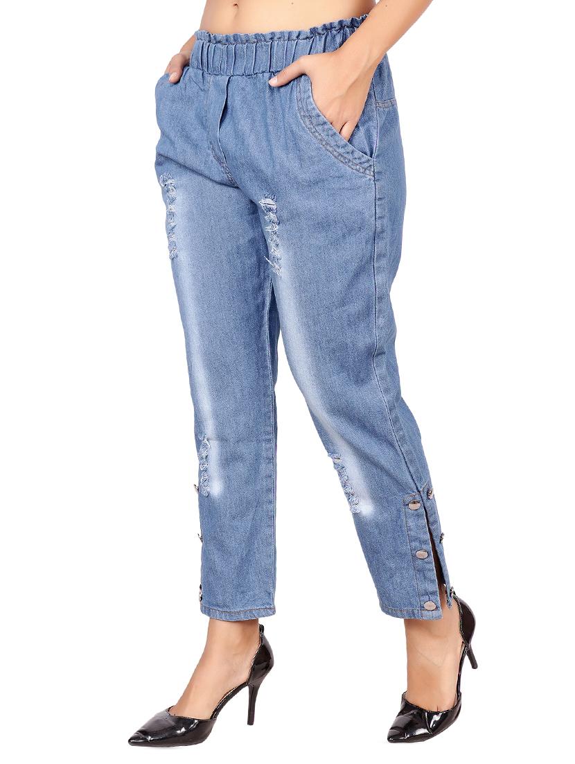 rivet detail distressed jeans - 16305512 - Zoom Image - 2