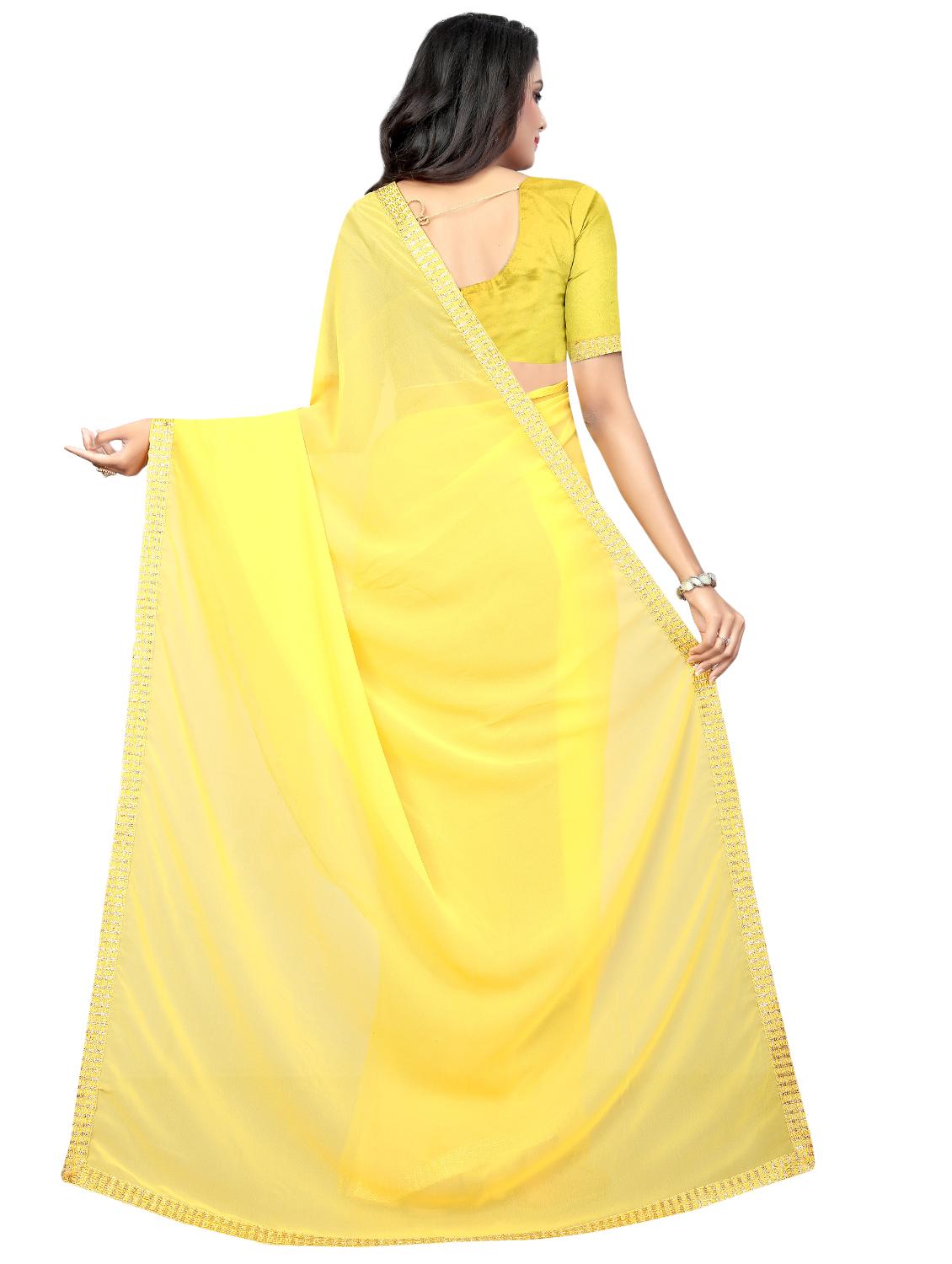 solid lace border saree with blouse - 16305884 - Zoom Image - 2