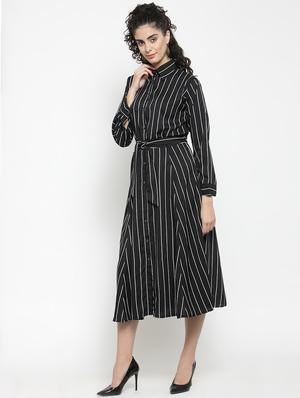 tie knot button up striped a-line dress - 16306698 - Standard Image - 2