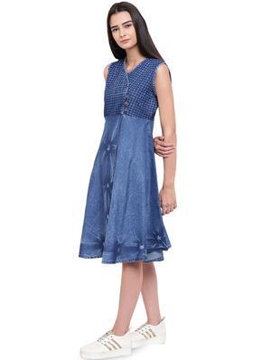 button detail denim a line dress - 16306874 - Standard Image - 2