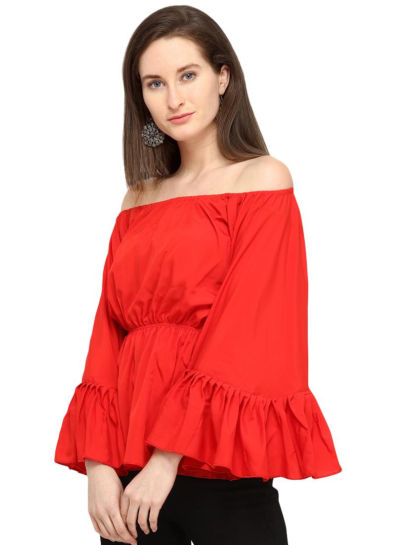 ruffle detail off shoulder top - 16307906 - Zoom Image - 2
