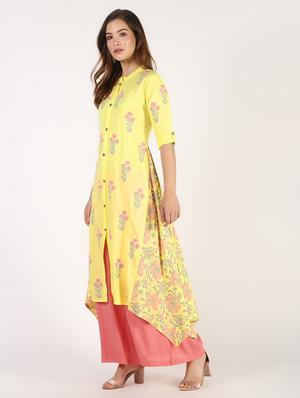 floral asymmetric kurta palazzo set - 16308010 - Standard Image - 2