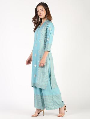block print kurta palazzo set - 16308019 - Standard Image - 2
