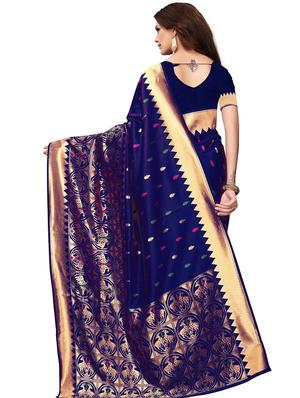 conversational zari motif banarasi saree with blouse - 16308651 - Standard Image - 2
