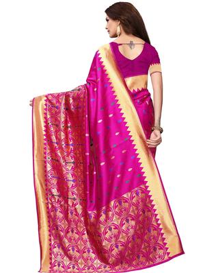 conversational zari motif banarasi saree with blouse - 16308652 - Standard Image - 2