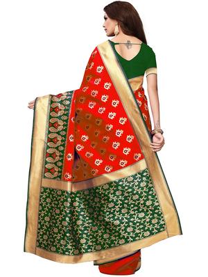 conversational zari motif banarasi saree with blouse - 16308654 - Standard Image - 2