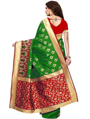 conversational zari motif banarasi saree with blouse - 16308655 - Standard Image - 2