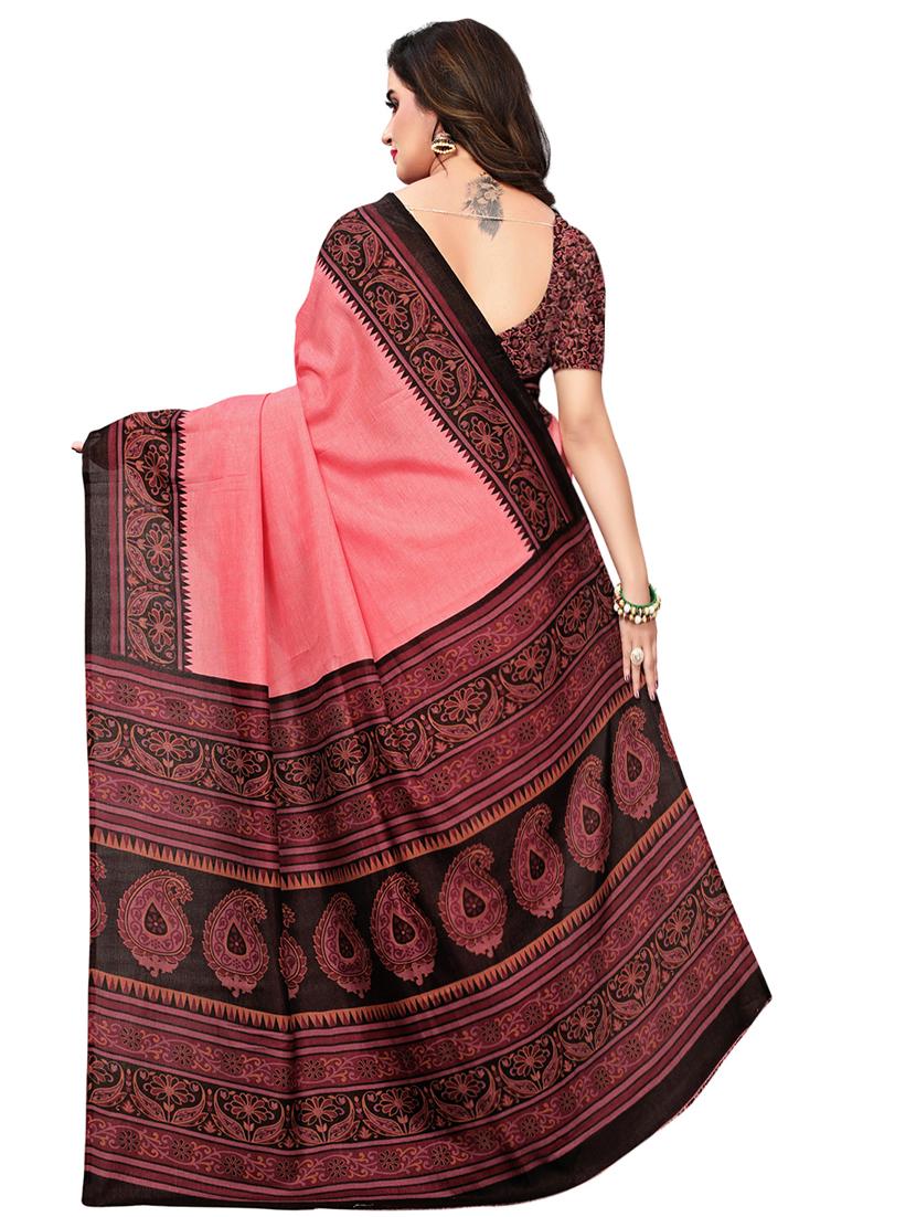 floral border printed saree with blouse - 16309515 - Zoom Image - 2