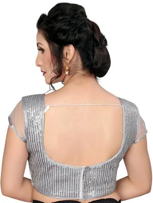 Sequined net sleeved blouse - 16309683 - Standard Image - 2