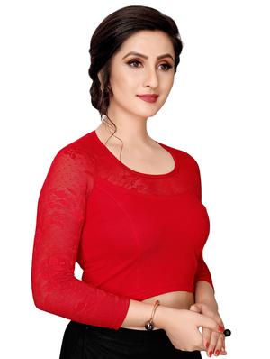 net yoke solid blouse - 16310172 - Standard Image - 2