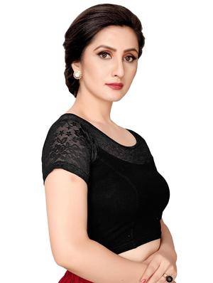net sleeves solid blouse - 16310188 - Standard Image - 2