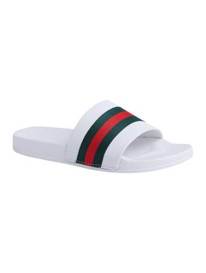 white rubber slip on flip flops - 16310332 - Standard Image - 2
