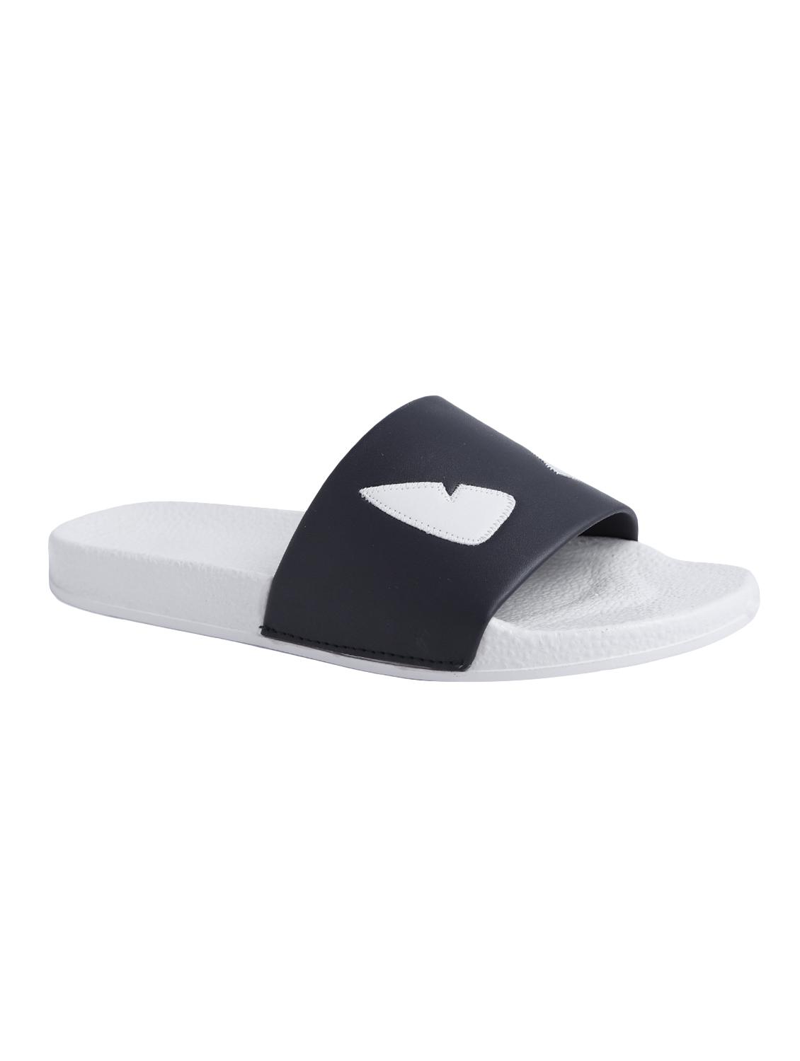 black leatherette slip on flip flops - 16310344 - Zoom Image - 2
