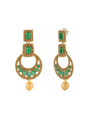 green brass drop earring - 16310575 - Standard Image - 2