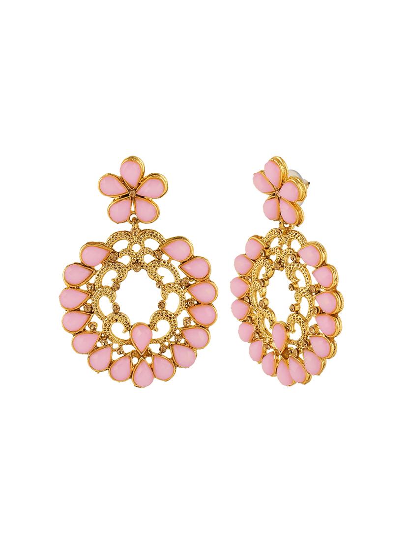pink brass drop earring - 16310581 - Zoom Image - 2