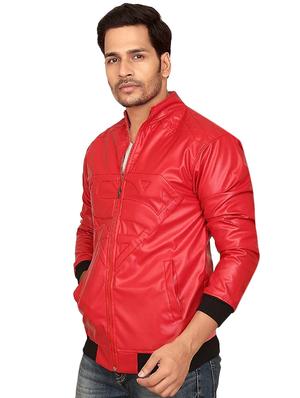 red faux leather biker jacket - 16310838 - Standard Image - 2
