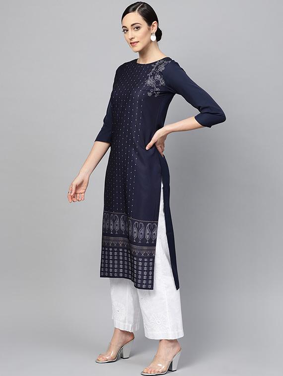 printed straight kurta - 16310880 - Zoom Image - 2