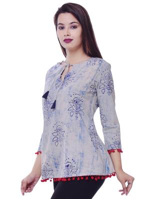block print flared kurti - 16311170 - Standard Image - 2